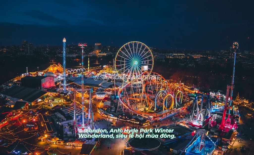 Một trong 10 Chợ giáng sinh đẹp nhất thế giới 2025 là London, Vương quốc Anh (Hyde Park Winter Wonderland)