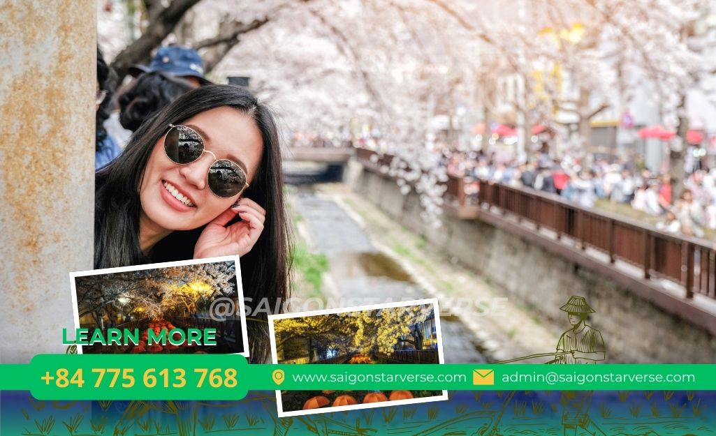 Du khách chụp ảnh lưu niệm tại Suối Yeojwa-cheon: Bản tình ca lãng mạn